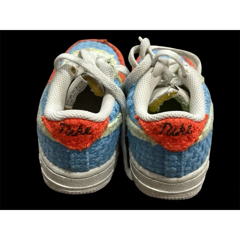 Nike Force 1 Toddler Shoes 9C DV2194-400 Custom Hand Woven Multicolor  patchwork